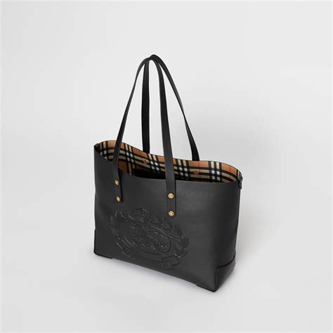 burberry ladies small embossed crest leather tote|Burberry medium buckle tote.